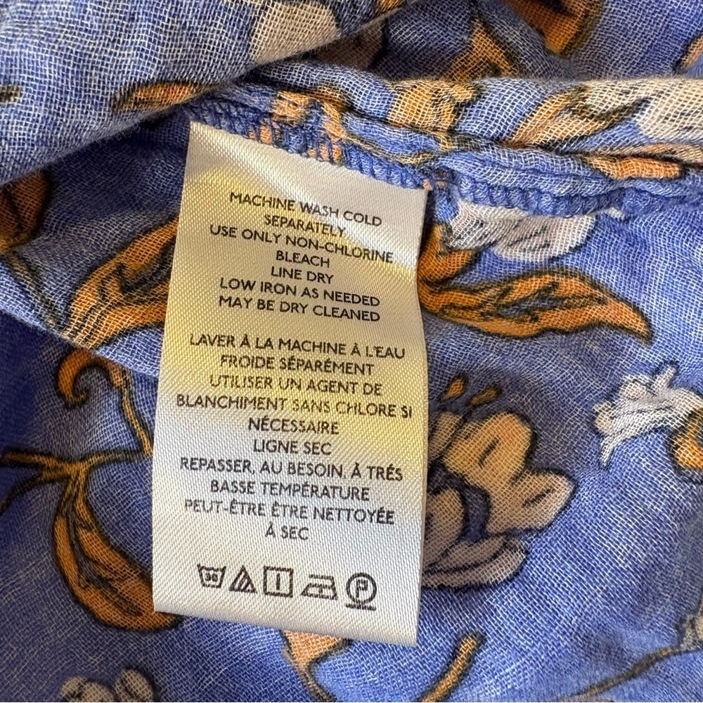 NWT Free People Large Cotton Nala Floral Babydoll Top Blue Orange Cotton - Picture 7 of 12